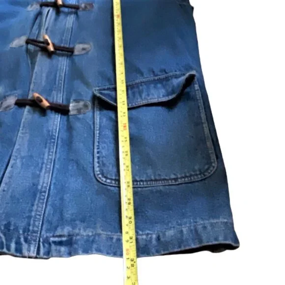 Vintage Liz Claiborne Liz Wear Women's Denim Toggle Closure Flannel Lined Jacket - Picture 14 of 16